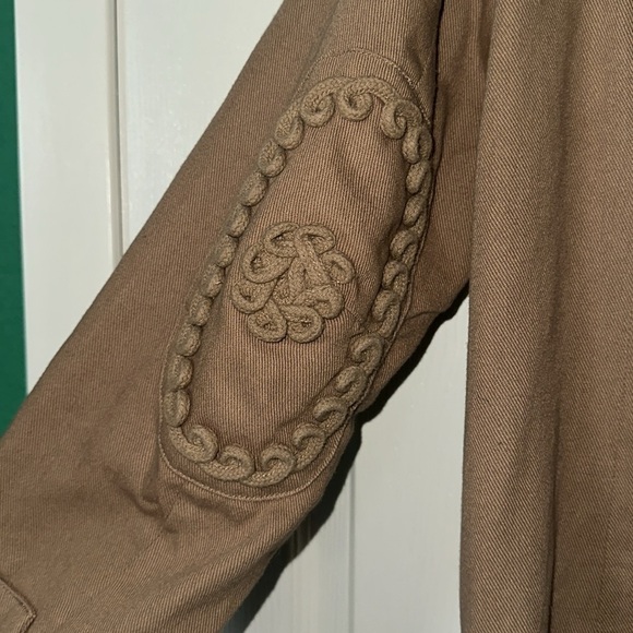 Soft Surroundings beige Tan Button Long Jacket medium trim - Picture 6 of 9